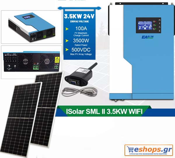 Υβριδικός Inverter Any Grid EA-Sun power-3500W / 24V MPPT 500V/100A + WiFi German Certified Υβριδικός ινβερτερ χωρίς μπαταρίες - 3,5KW Hybrid Solar Inverter MPPT Pure Sine Wave 500VDC 100A Solar Charge Controller 24V 220V 50Hz/60Hz Off Grid Inverter with Wifi Module