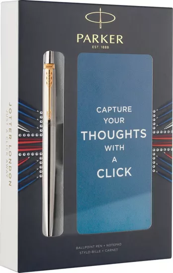Parker Ballpen Jotter Stainless Steel + Notebook