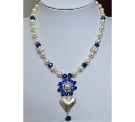 Χειροποίητο κολιέ με πέρλες και χάντρες swarovski