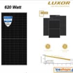 Luxor 620W Mono N-Type TOPCon Glass-Glass Bifacial LX-620M Φωτοβολταϊκό μονοκρυσταλλικο πάνελ για net billing αυτόνομα φωτοβολταϊκά συστήματα.
